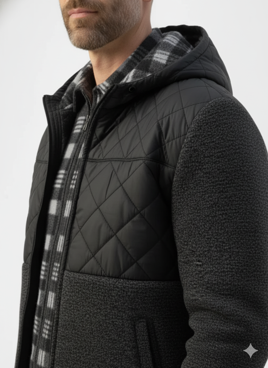 Quilted Faux Leather Hooded Cardigan – Caspian's
