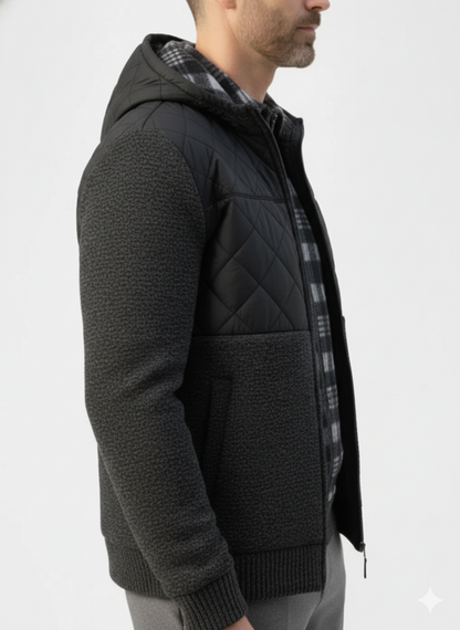 Quilted Faux Leather Hooded Cardigan – Caspian's