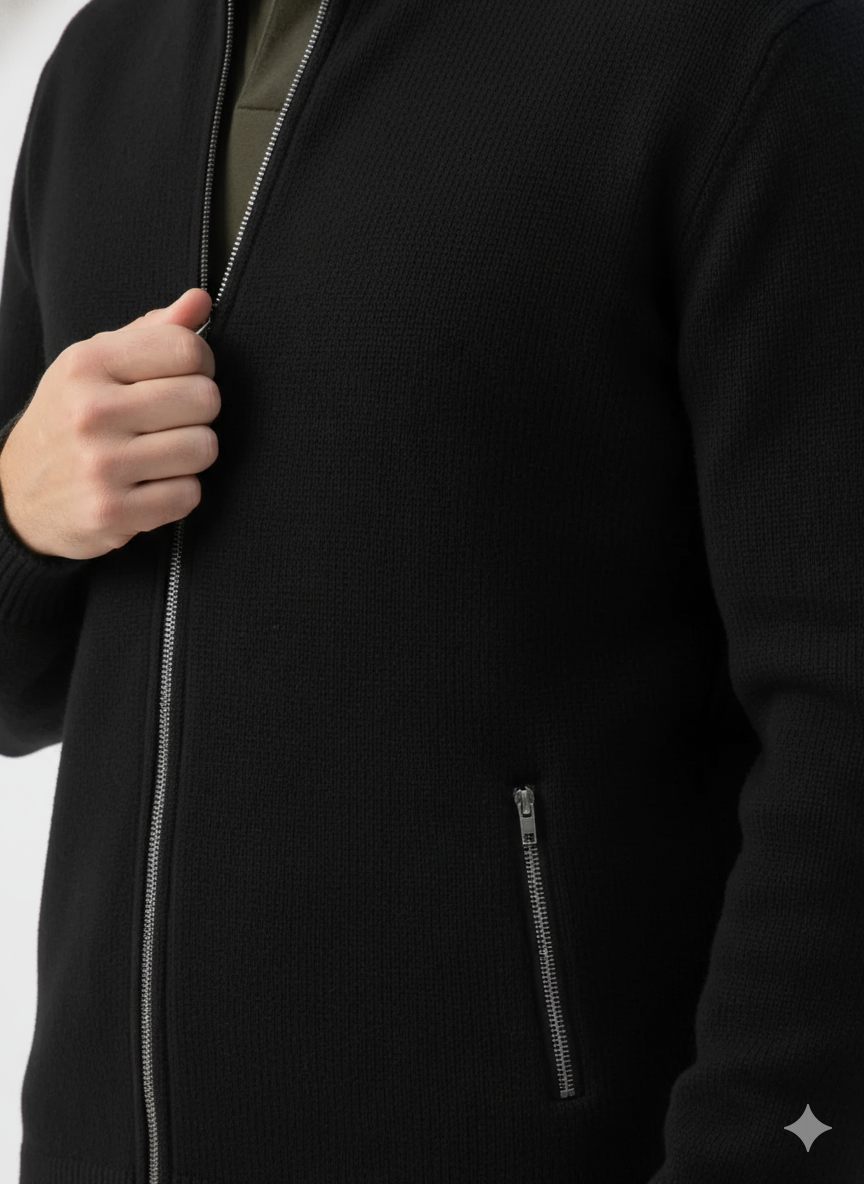 Ribbed Knit Sweater Jacket with Faux Fur Collar – Caspian's