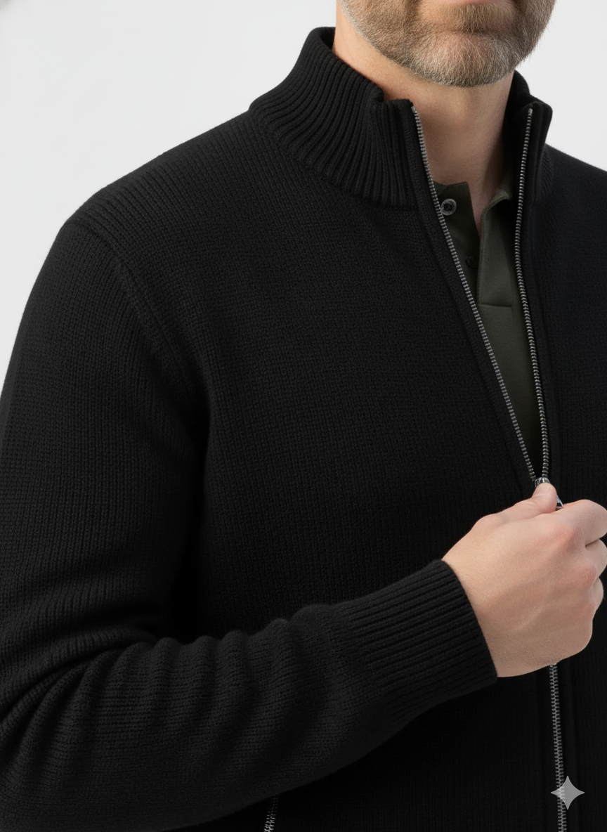 Ribbed Knit Sweater Jacket with Faux Fur Collar – Caspian's