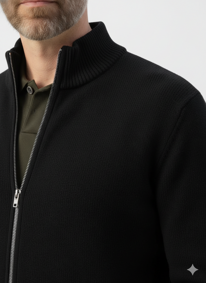 Ribbed Knit Sweater Jacket with Faux Fur Collar – Caspian's